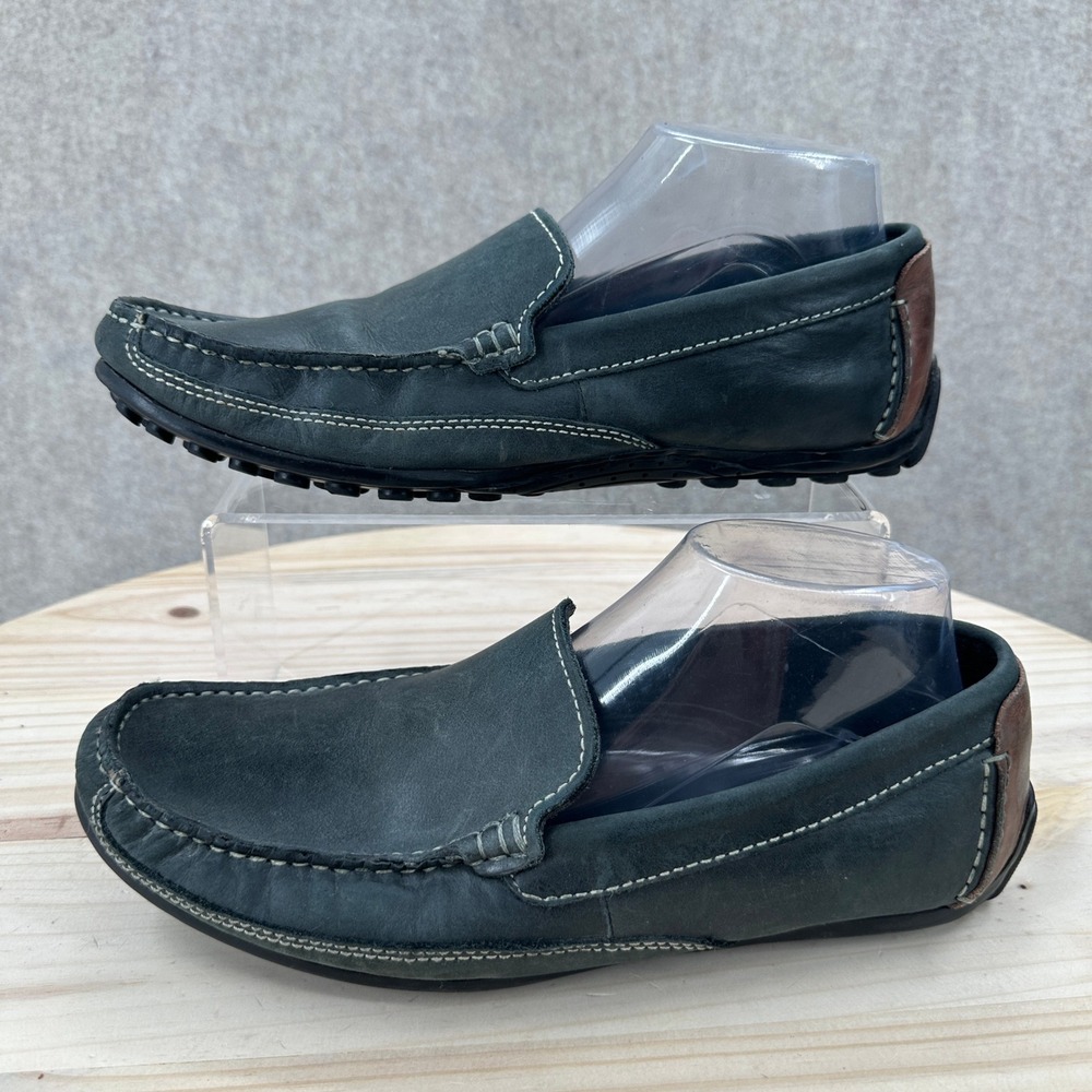 Clarks Driver Loafers 8.5 M Grey Leather Driving Shoes 63640 Contrast Stitching